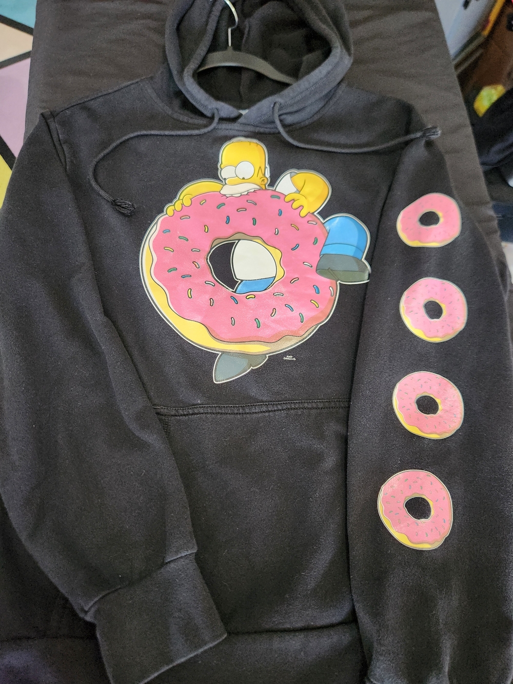 The Simpsons Homer Hoodie with Pink Donut Graphic